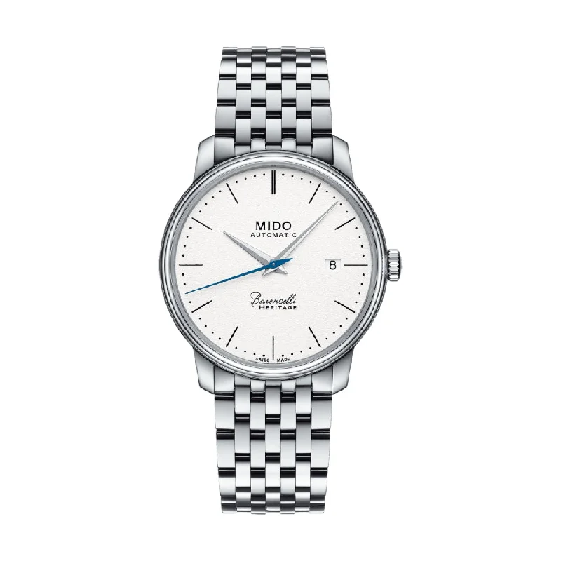 men's digital watches with world time style design -Baroncelli Heritage Gent White