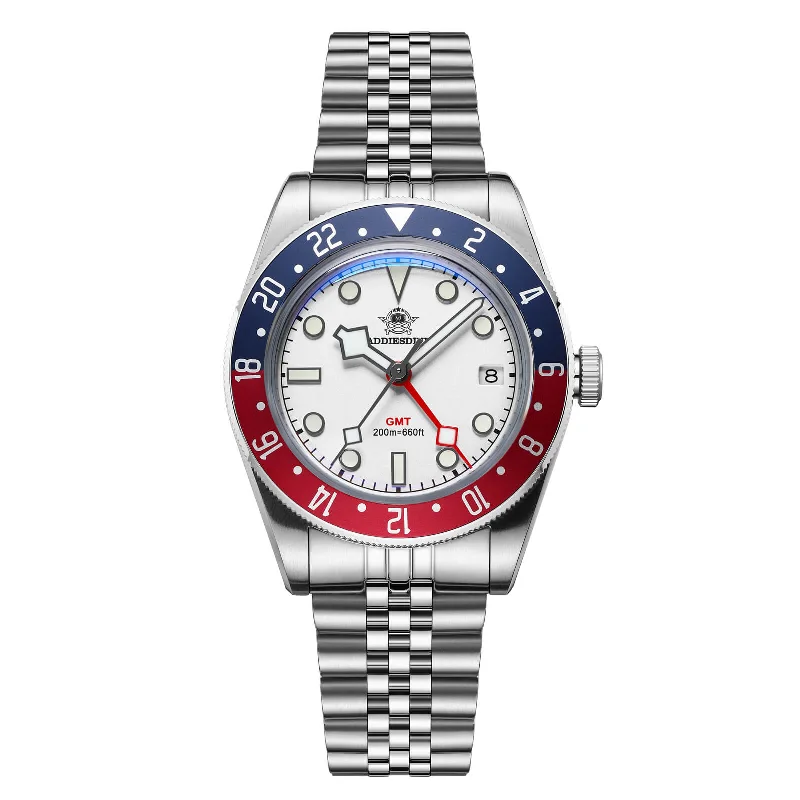 men's GMT watches with stopwatch style design -ADDIESDIVE 39mm BB58 GMT Quartz Watch AD2044