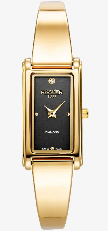 women's mechanical watches with manual display function -Roamer Elegance Diamond Black