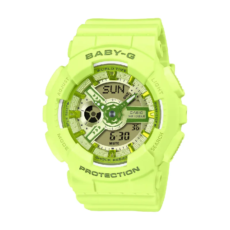 women's Casio with silicone straps -CASIO BABY-G BA-110YK-3ADR Y2K FRESH COLORS ANALOG-DIGITAL YELLOW WATCH women's Casio with silicone straps -CASIO BABY-G BA-110YK-3ADR Y2K FRESH COLORS ANALOG-DIGITAL YELLOW WATCH