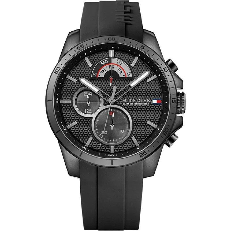 Men's Large Size Design Dress Watches-Tommy Hilfiger 1791352 Men's Cool Sport Black Chronograph Watch Men's Large Size Design Dress Watches-Tommy Hilfiger 1791352 Men's Cool Sport Black Chronograph Watch