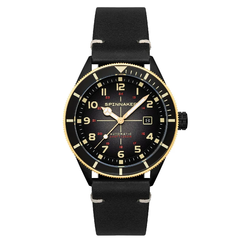 men's skeletonized watches for men with small wrists -Spinnaker Cahill Automatic Arc Black