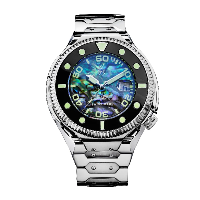 unique men's skeletonized watches -Nove Atlantean I001-02 Swiss Automatic Abalone
