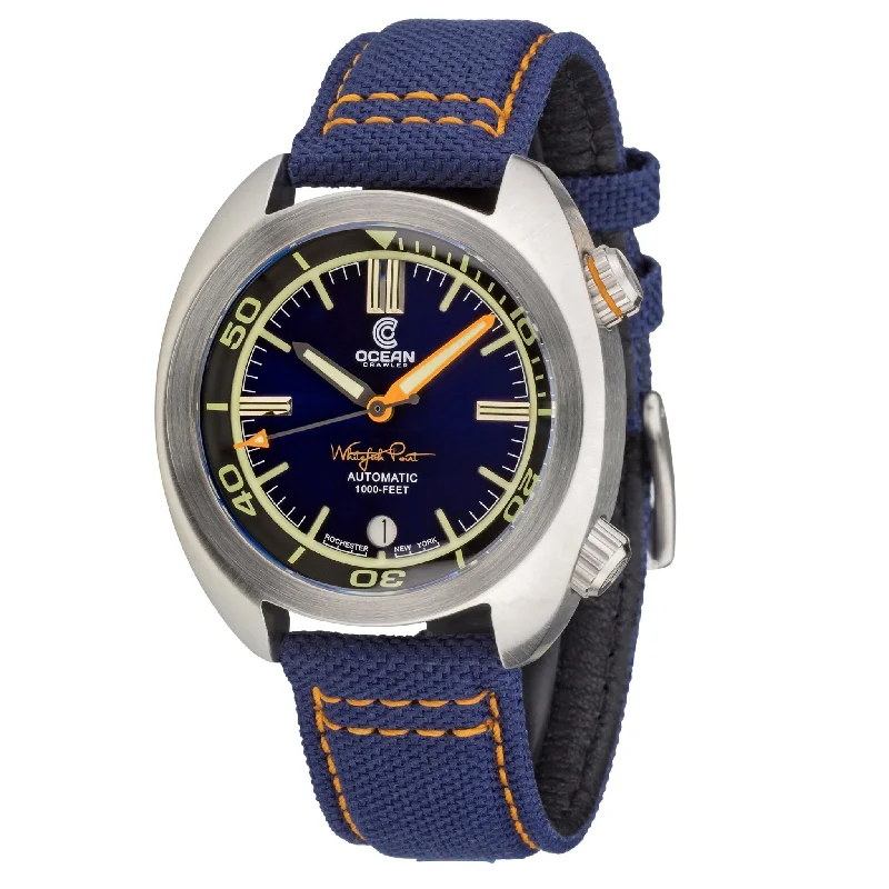best rated men's skeletonized watches for collectors -Ocean Crawler Great Lakes Diver Swiss Automatic Blue Limited Edition