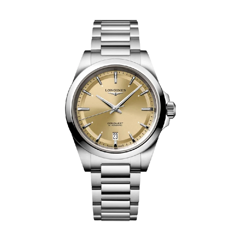 men's digital watches with vibration alert display -Conquest 38mm - Champagne on Bracelet men's digital watches with vibration alert display -Conquest 38mm - Champagne on Bracelet