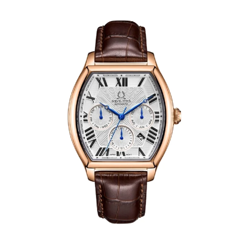 men's mechanical watches with tide style design for sailors -SOLVIL ET TITUS BARRIQUE W06-03267-002 MULTI-FUNCTION MECHANICAL MEN WATCH