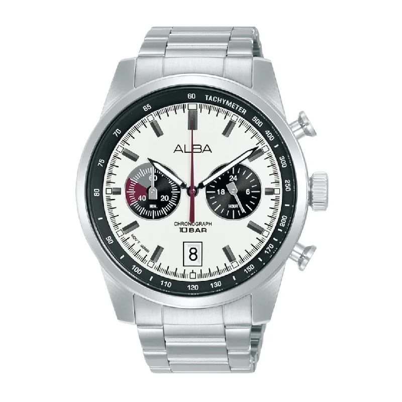 men's chronograph watches with date magnifier style design -ALBA A4B009X SIGNA CHRONOGRAPH MEN WATCH
