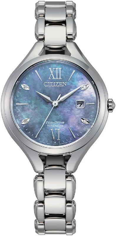 women's Citizen with NATO straps -Citizen Super Titanium Diamond Eco Drive Ladies