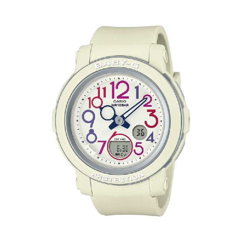 women's Casio world time watches -CASIO BABY-G BGA-290PA-7ADR WHITE WOMEN WATCH