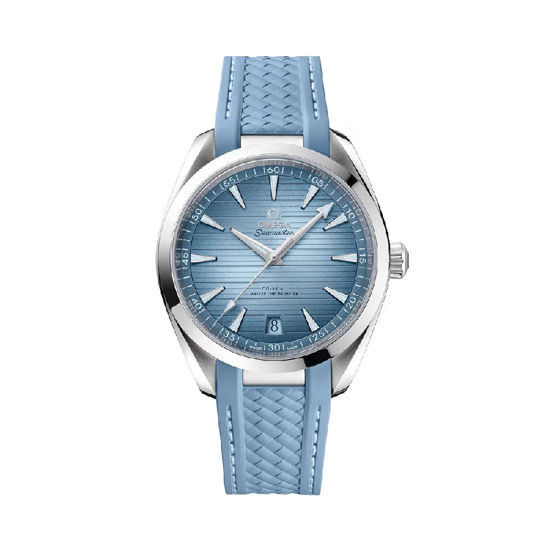 men's digital watches for cyclists -Seamaster Aqua Terra 150M Co-Axial Master Chronometer 41mm - Blue on Rubber Strap men's digital watches for cyclists -Seamaster Aqua Terra 150M Co-Axial Master Chronometer 41mm - Blue on Rubber Strap