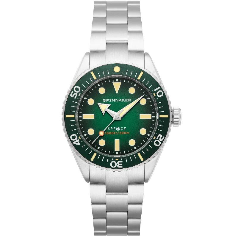premium men's skeletonized watches -Spinnaker Spence 300 Meters Automatic Green