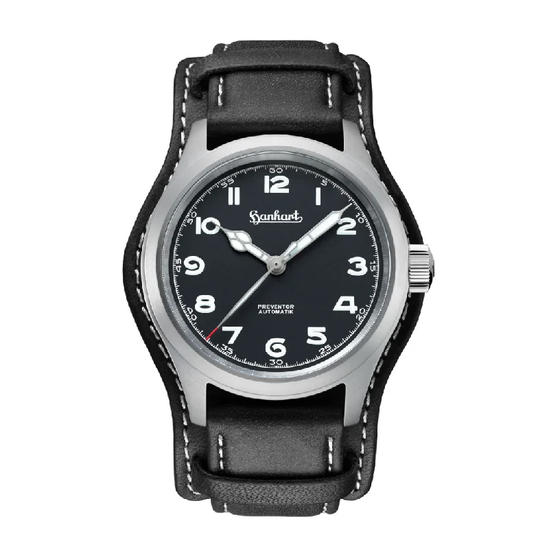men's mechanical watches with intricate design -HANHART PIONEER PREVENTOR HD12™ 39MM 792.810-7010 CALFSKIN MEN WATCH