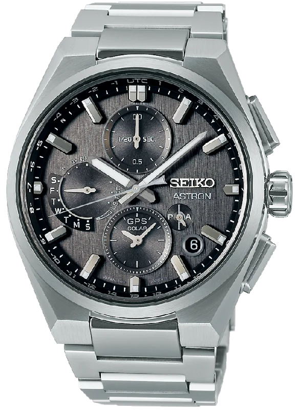 men's chronograph watches with ergonomic style design -Seiko Astron GPS Solar Dual Time Chronograph men's chronograph watches with ergonomic style design -Seiko Astron GPS Solar Dual Time Chronograph