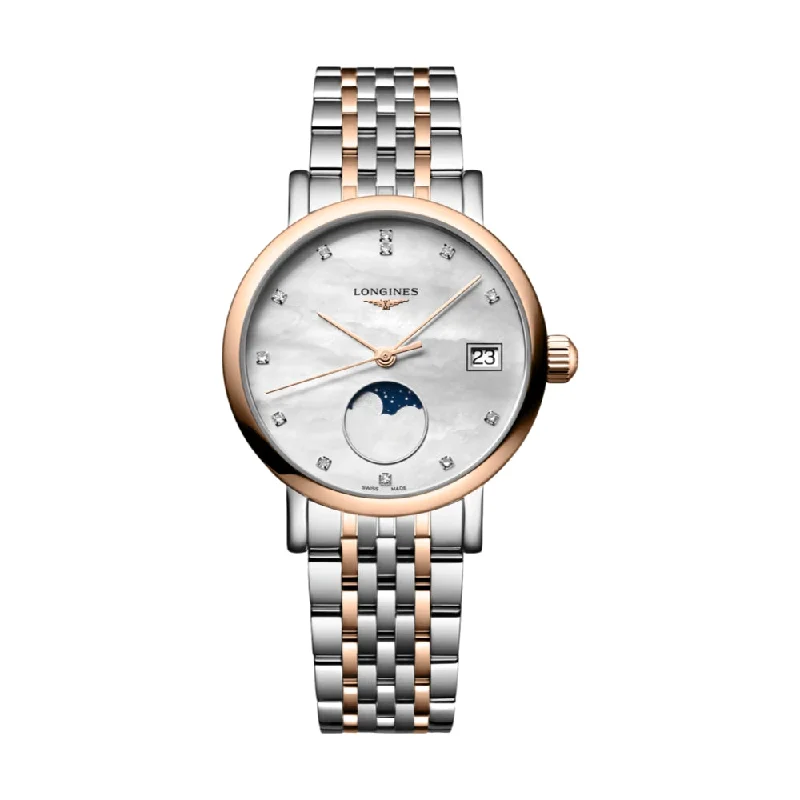 men's GMT watches with curved style design -Elegant Moonphase Mother-of-Pearl Two-Tone 30mm men's GMT watches with curved style design -Elegant Moonphase Mother-of-Pearl Two-Tone 30mm