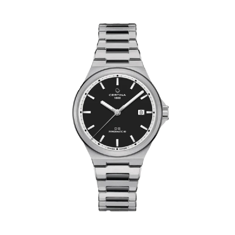 men's GMT watches for fishing -DS-7 Powermatic 80 Black Dial, 39 mm