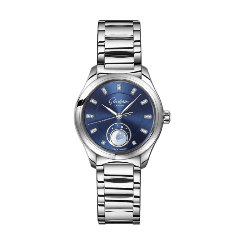 men's GMT watches with perpetual calendar style design -Serenade Luna Automatic 32.5mm - Blue on Bracelet men's GMT watches with perpetual calendar style design -Serenade Luna Automatic 32.5mm - Blue on Bracelet