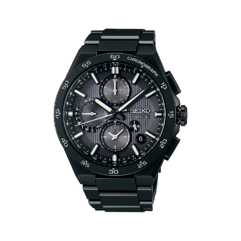 men's chronograph watches with curved style design -SEIKO ASTRON SSH155J1 ‘DEEP NIGHT’ 5X GPS SOLAR CHRONOGRAPH MEN WATCH