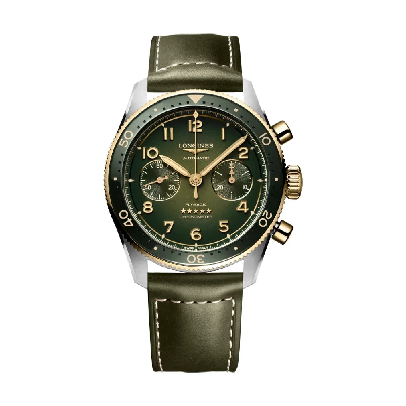 men's digital watches with vintage style design -Spirit 42 mm Flyback Chronograph Green PVD on Strap men's digital watches with vintage style design -Spirit 42 mm Flyback Chronograph Green PVD on Strap