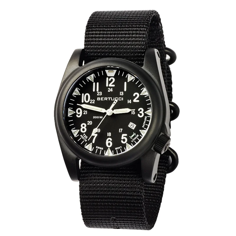 men's field watches with Swiss SuperLuminova design -Bertucci A-5S Ballista Tritium All Black