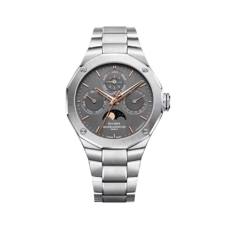 men's GMT watches with sporty style design -Riviera 10786 Perpetual Calendar Limited Edition Automatic 40mm - Grey men's GMT watches with sporty style design -Riviera 10786 Perpetual Calendar Limited Edition Automatic 40mm - Grey