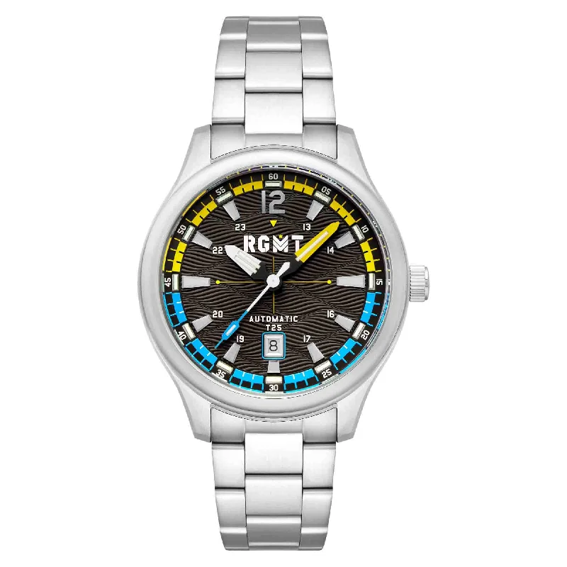 men's field watches with personalized engraving design -RGMT Tritium Automatic Gray Steel