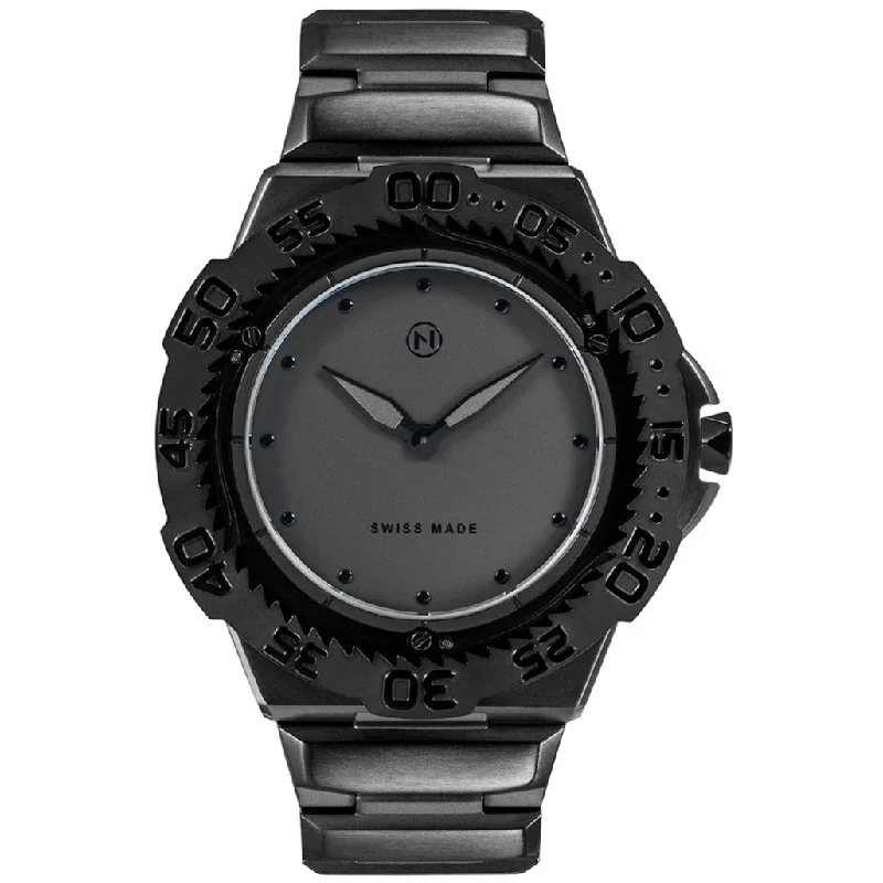 men's skeletonized watches for tech enthusiasts -Nove Trident Ultra Slim Diver Black