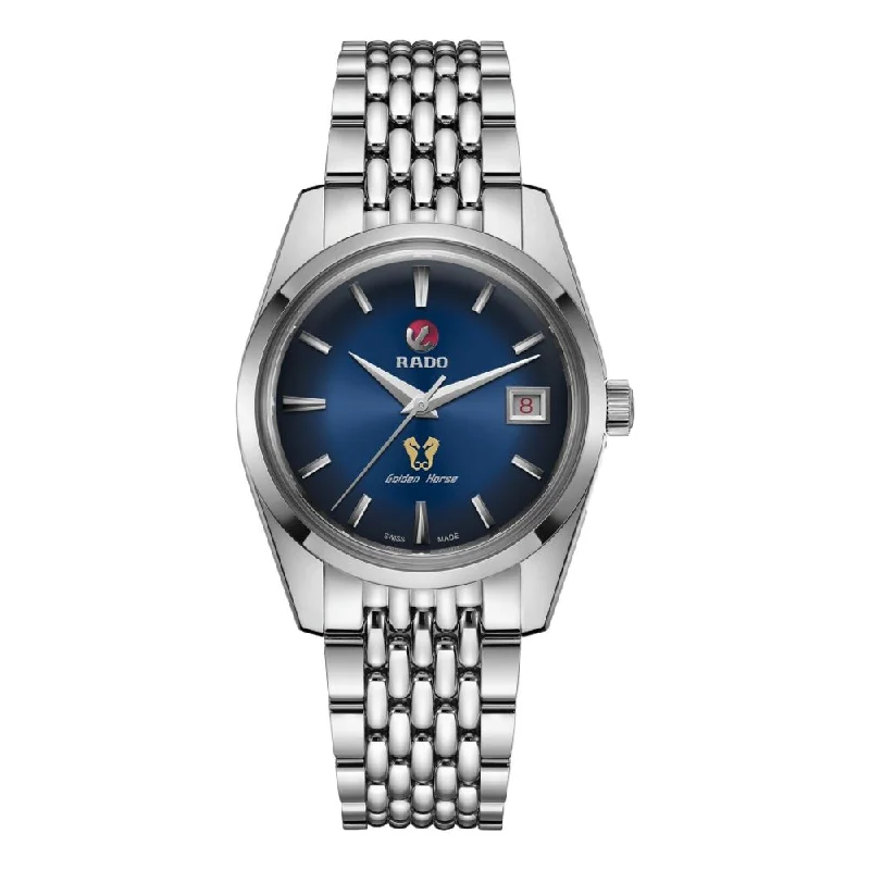 two-tone dress watches-Golden Horse Automatic Blue Dial
