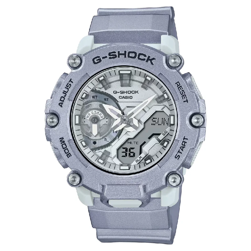men's digital watches with LED light style design -CASIO G-SHOCK GA-2200FF-8ADR ANALOG-DIGITAL METALLIC SILVER WATCH