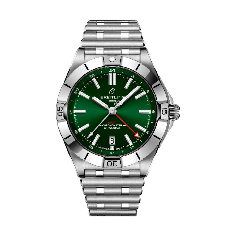 men's titanium chronograph watches -Chronomat Automatic GMT 40mm Stainless Steel - Green