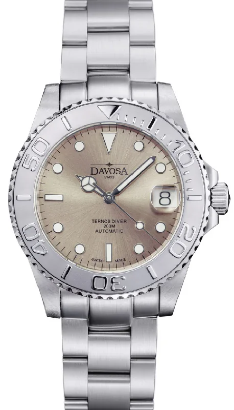 women's mechanical watches with personalized engraving display function -Davosa Ternos Medium California Automatic Sand Ladies