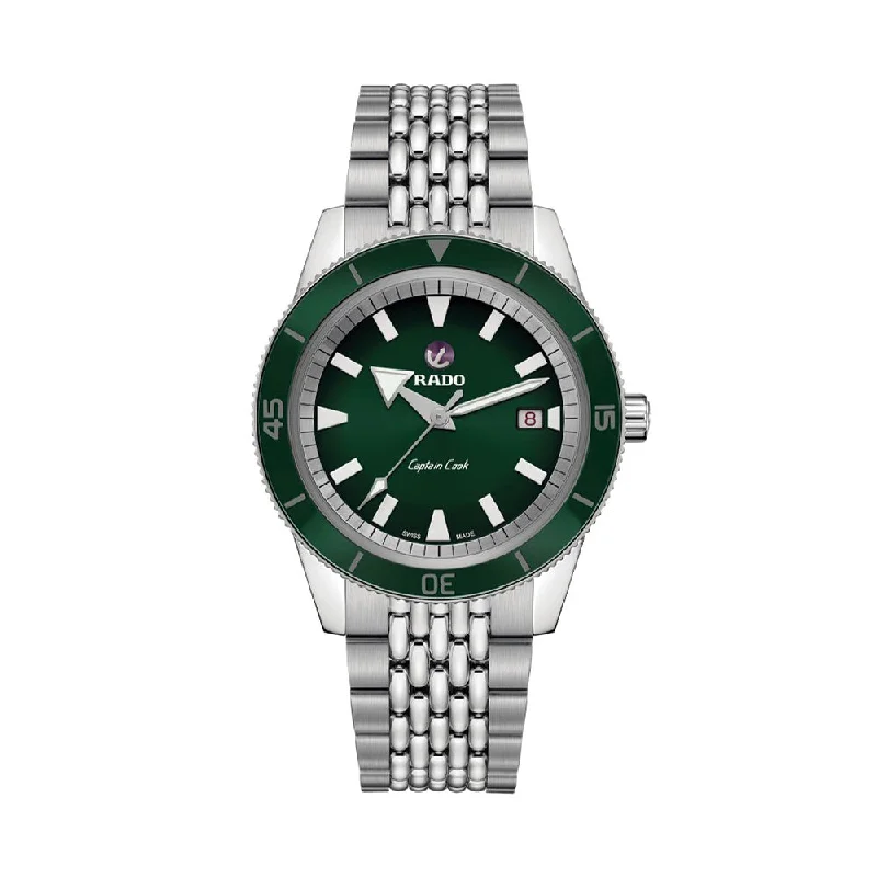 men's pilot watches with canvas style straps -Captain Cook Automatic 42mm - Green on Beads of Rice Bracelet men's pilot watches with canvas style straps -Captain Cook Automatic 42mm - Green on Beads of Rice Bracelet