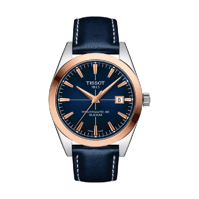 men's GMT watches with quick-release straps -Gentleman Powermatic 80 Silicium Blue Dial Solid 18kt Gold Bezel men's GMT watches with quick-release straps -Gentleman Powermatic 80 Silicium Blue Dial Solid 18kt Gold Bezel