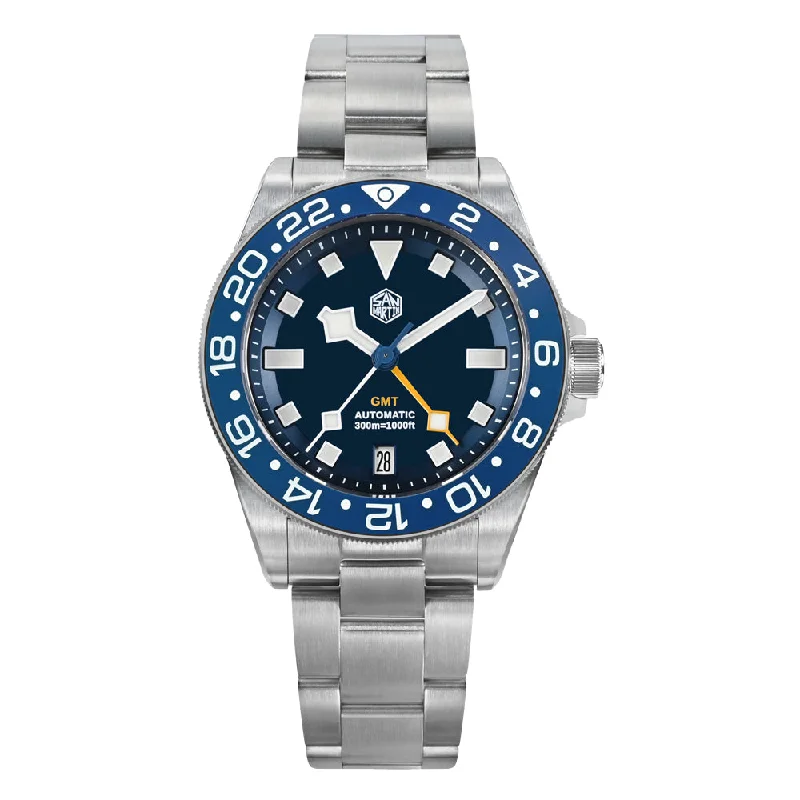 men's GMT watches with GPS navigation -Watchdives x San Martin Titanium NH34 GMT Watch SN0121TC