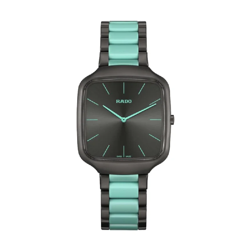 men's GMT watches with custom engraving design -True Square Thinline Les Couleurs Le Corbusier Grey Dial