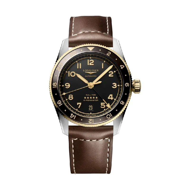 men's field watches with phosphorescent design -Spirit Zulu Time 39mm S&G on Leather Strap