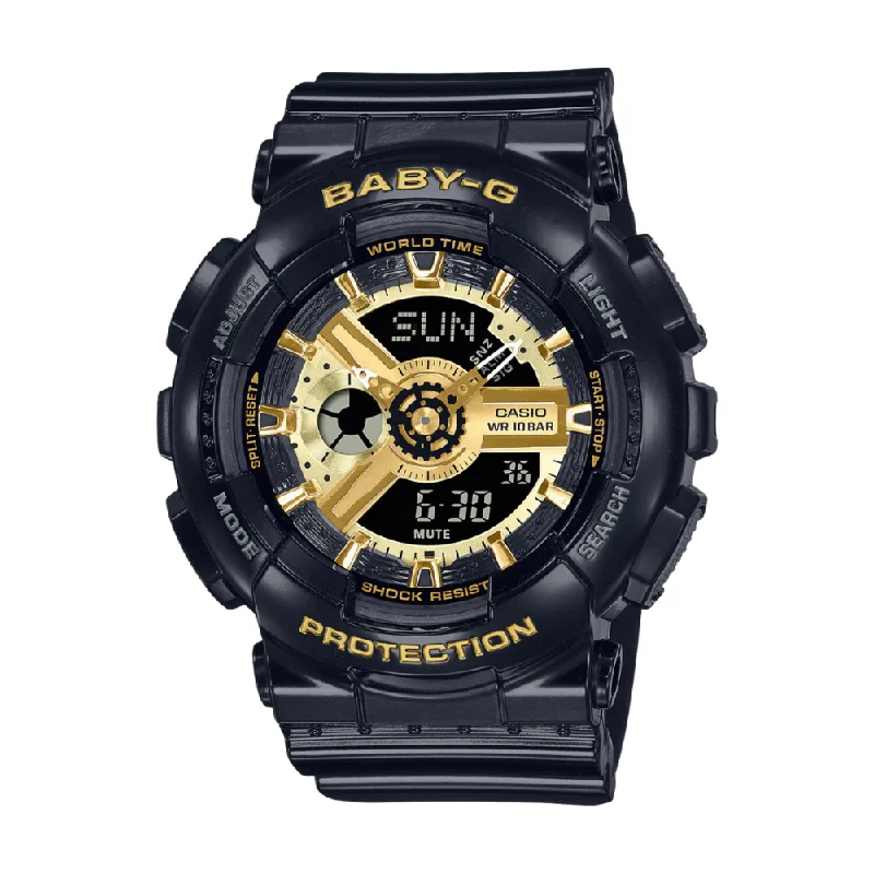 women's Casio with leather straps -CASIO BABY-G BA-110X-1ADR ANALOG-DIGITAL BLACK WATCH