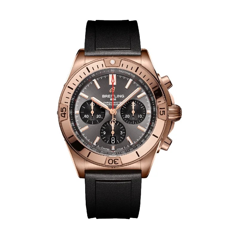men's chronograph watches with curved style design -Chronomat B01 42mm 18k Red Gold - Anthracite men's chronograph watches with curved style design -Chronomat B01 42mm 18k Red Gold - Anthracite