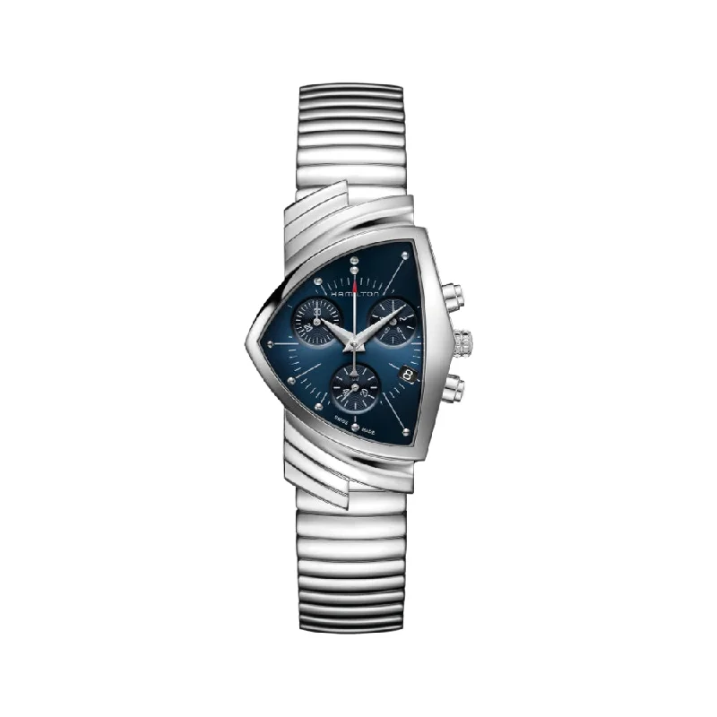 men's digital watches with world time -Ventura Classic Chronograph Quartz Blue Dial on Bracelet