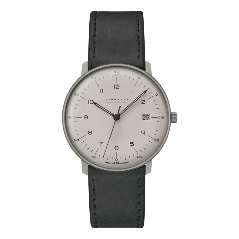 men's dive watches with sapphire crystal -Max Bill MEGA Solar Titanium Case Light Grey Dial Grey Strap men's dive watches with sapphire crystal -Max Bill MEGA Solar Titanium Case Light Grey Dial Grey Strap