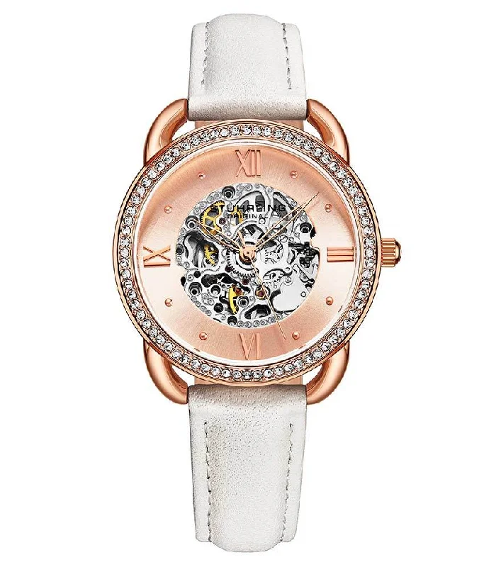 Rose Gold Dial/ Rose Gold Bezel/ White Strap