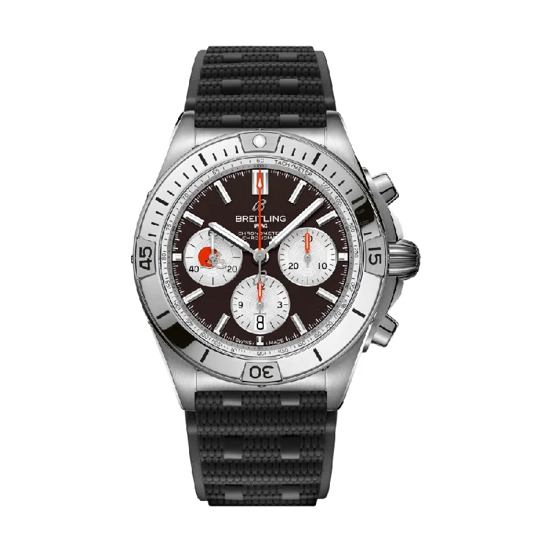 men's field watches with LED light style design -Chronomat B01 NFL Cleveland Browns Limited Edition, 42mm on Rubber Strap men's field watches with LED light style design -Chronomat B01 NFL Cleveland Browns Limited Edition, 42mm on Rubber Strap