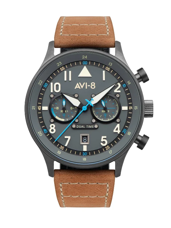men's pilot watches with hand-wound design -AVI-8 Hawker Hurricane Carey Dual Time Orissa