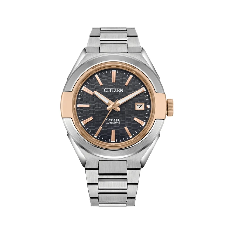 men's pilot watches with monogram engraving style design -Series8 870 Automatic Black Two Tone