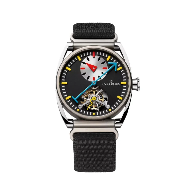 men's field watches with convex style design -Excellence Le Régulateur Tourbillon Louis Erard x Alain Silberstein Black