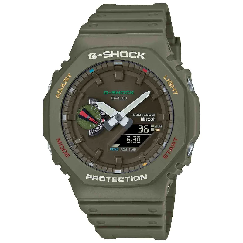 comfortable men's skeletonized watches for active men -G-Shock GAB2100 Ana-Digi Green