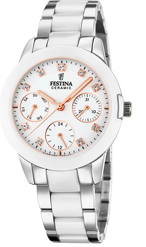 women's mechanical watches with phosphorescent design -Festina Two Hands Multifunction Ladies