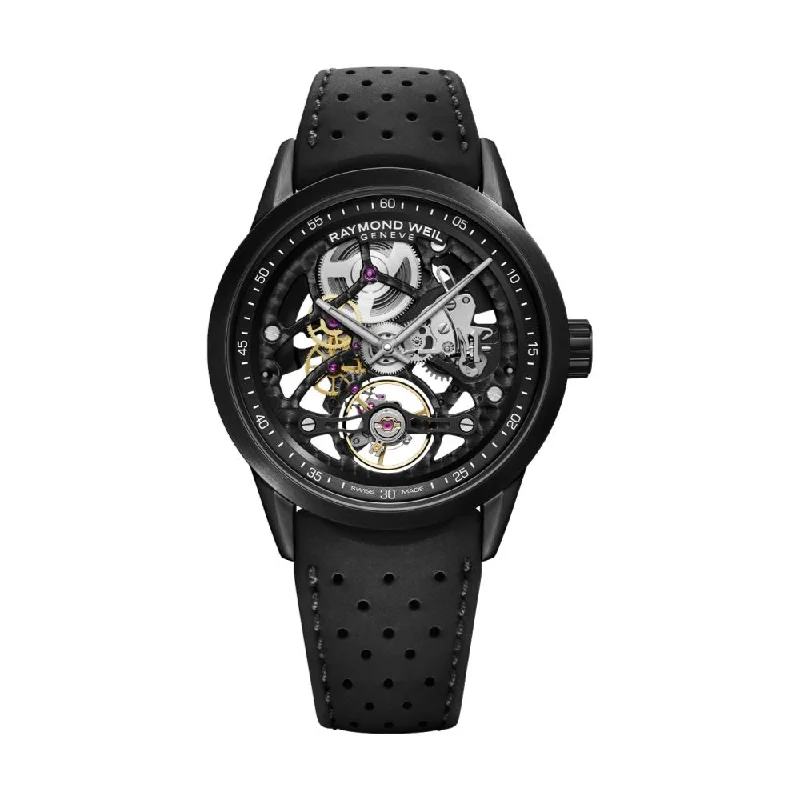 men's pilot watches with high contrast dials -Freelancer Skeleton All Black