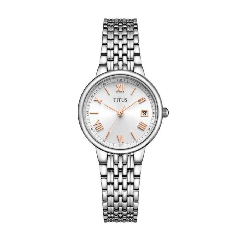 women's mechanical watches with leather style straps -SOLVIL ET TITUS FAIR LADY W06-03025-004 3 HANDS DATE QUARTZ WOMEN WATCH