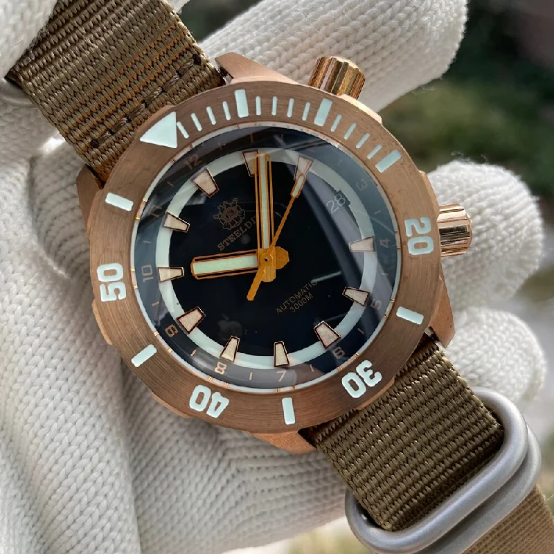 men's dive watches with rubber straps -Steeldive SD1950S Bronze Dive Watch