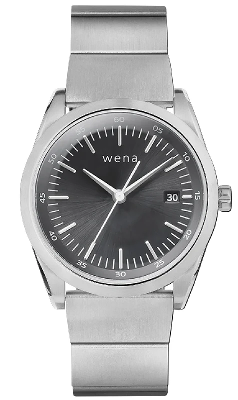Mens Smart Watches Shock Resistant-Wena Watch Wrist Pro With Silver Solar Three Hands Face Mens Smart Watches Shock Resistant-Wena Watch Wrist Pro With Silver Solar Three Hands Face